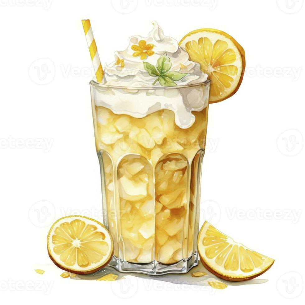 AI generated Watercolor jack fruit cream soda, Japanese soda. AI Generated photo