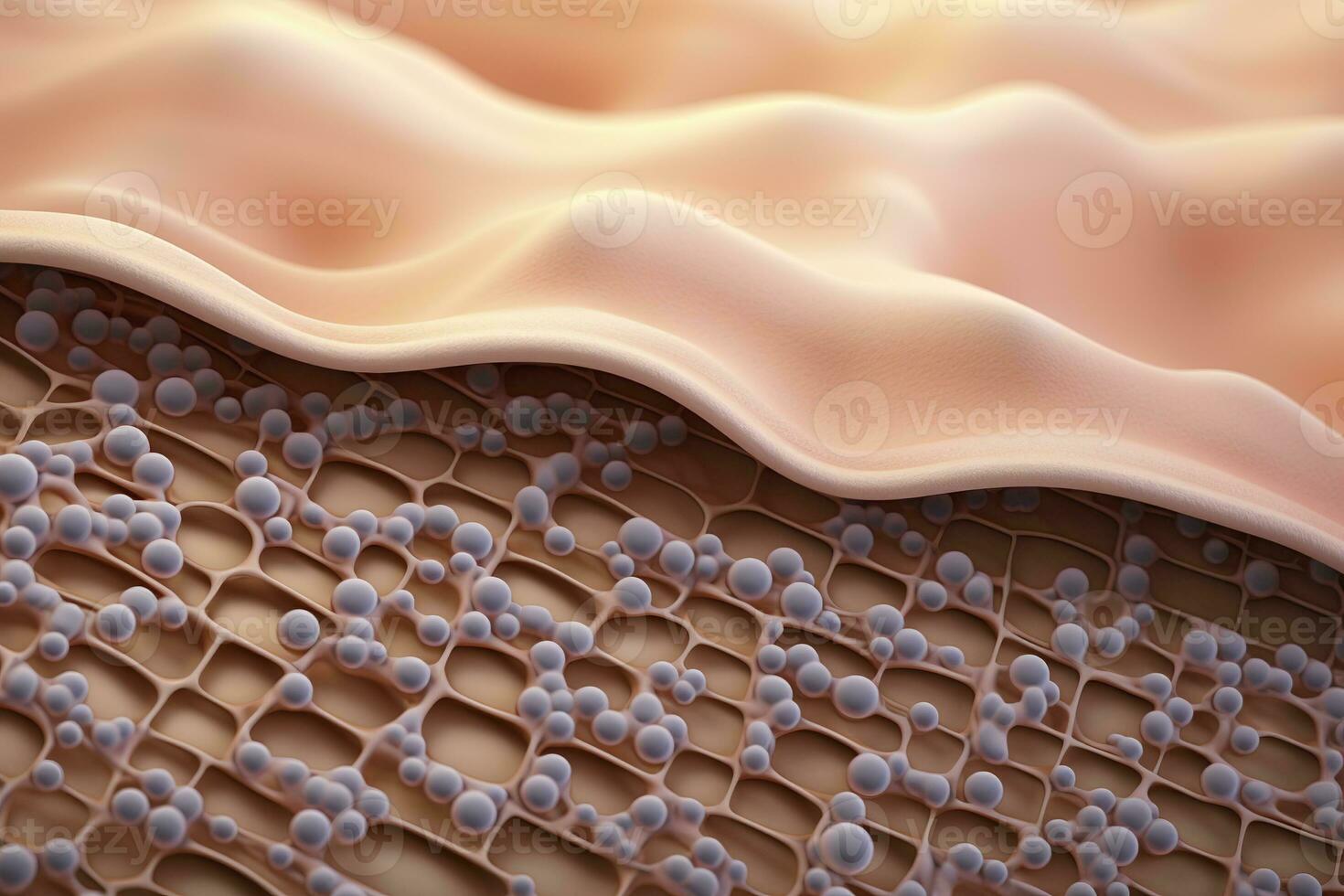 AI generated Saggy skin layer and skin cells, 3D rendering. Generative AI photo