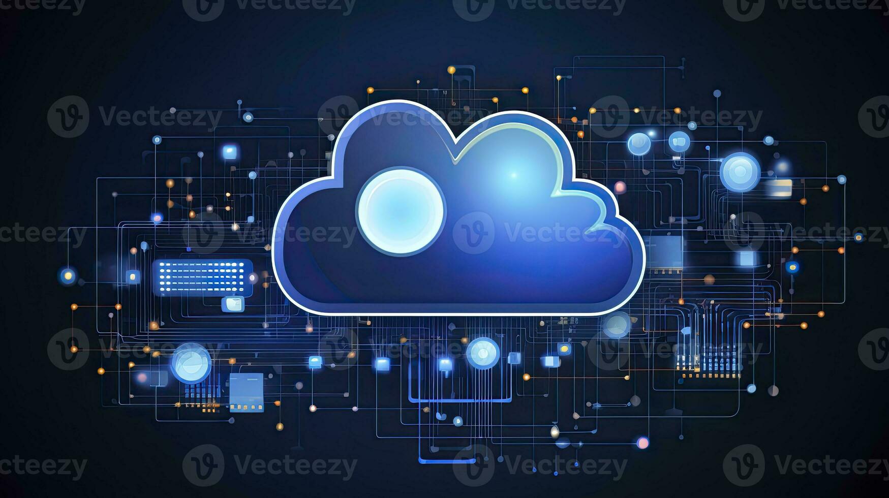 AI generated Abstract cloud computing technology concept. Generative AI. photo