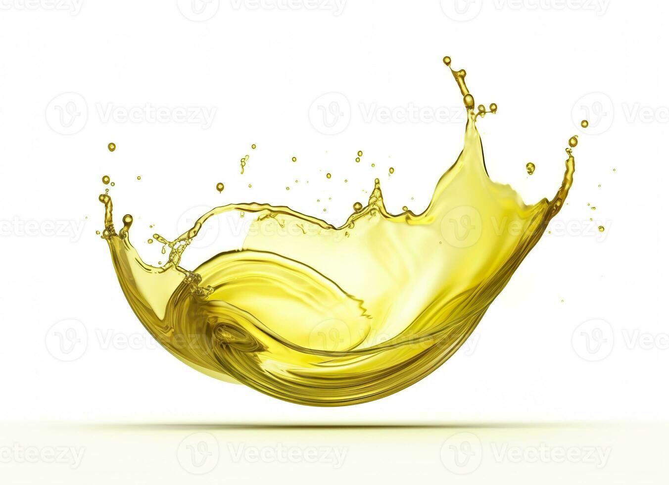 AI generated Olive or engine oil splash, cosmetic serum liquid isolated on white background. Generative AI photo