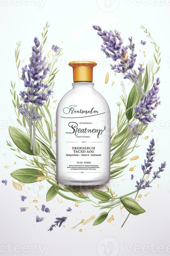 AI generated Beautiful flyer to present a store that sells products, body care, soap, cream, oil. Generative AI photo