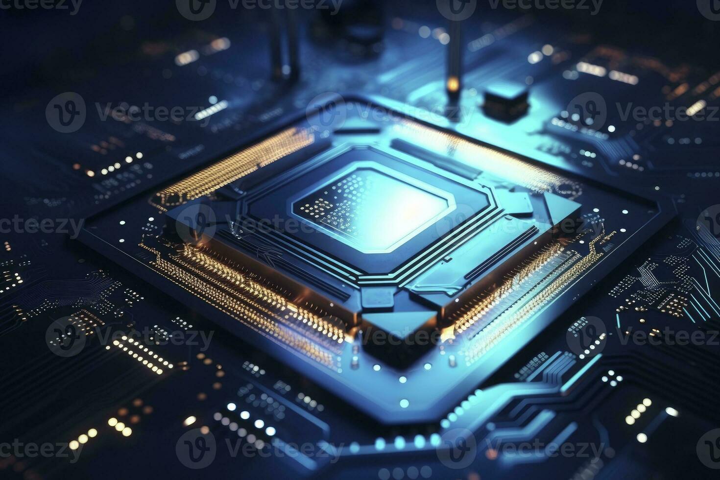 AI generated Futuristic central processor unit. Powerful Quantum CPU motherboard. AI Generated photo