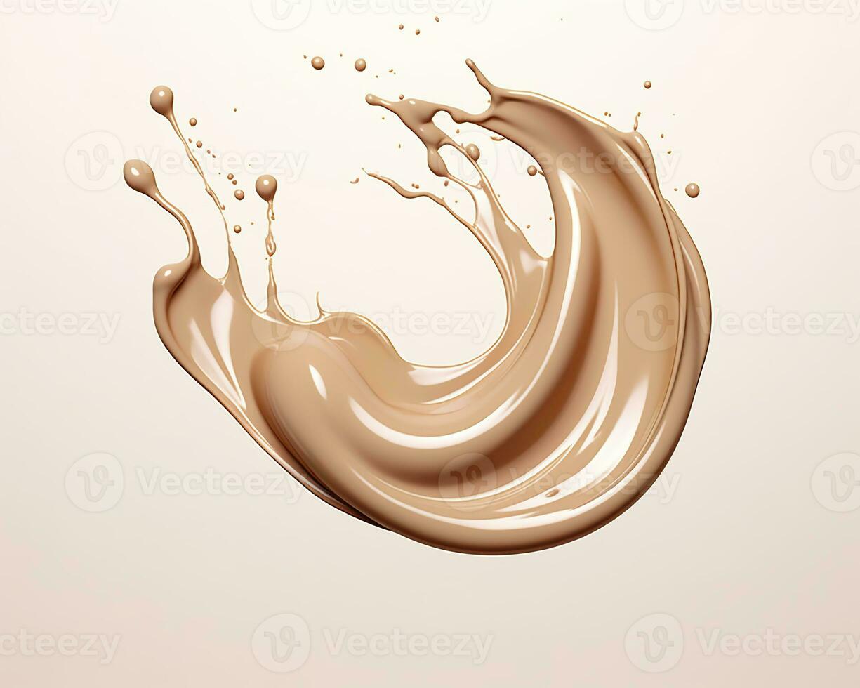 AI generated Liquid foundation splash element, fluid cosmetic cream 3d rendering. AI Generated photo