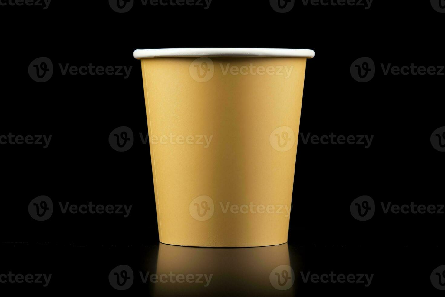 AI generated Side view yellow empty disposable paper fast food cup isolated on black background. Generative AI photo