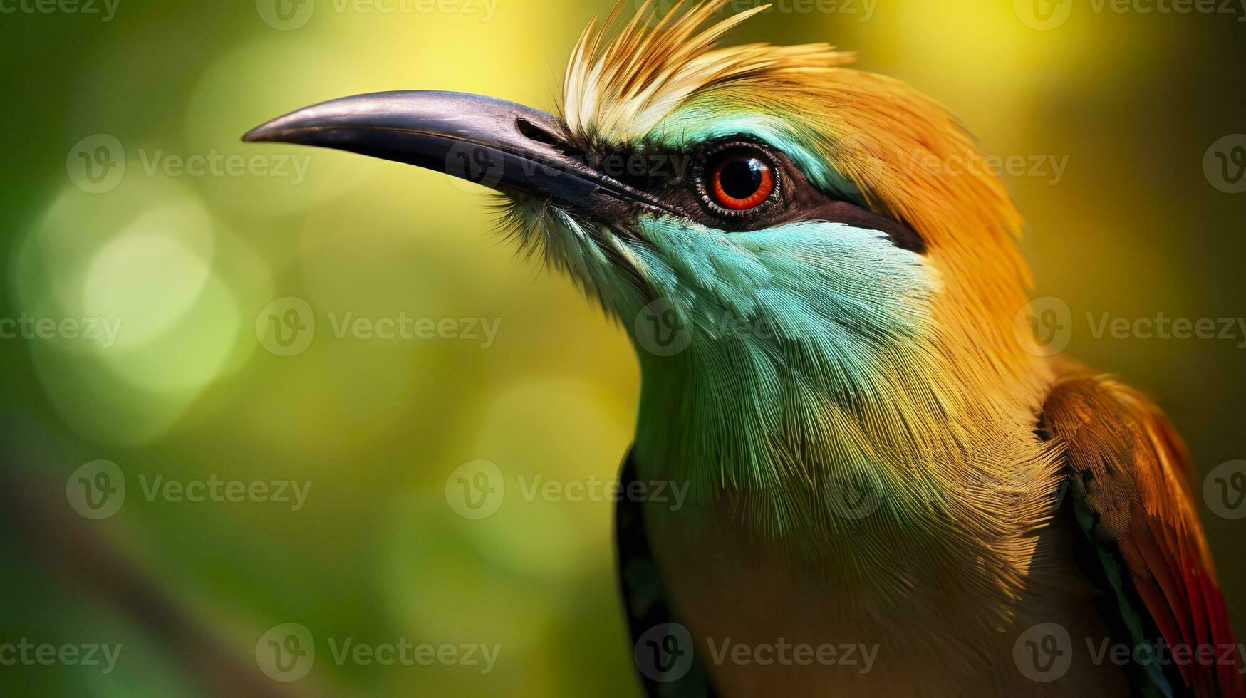 AI generated Turquoise Browed Motmot in vibrant colors. Generative AI photo