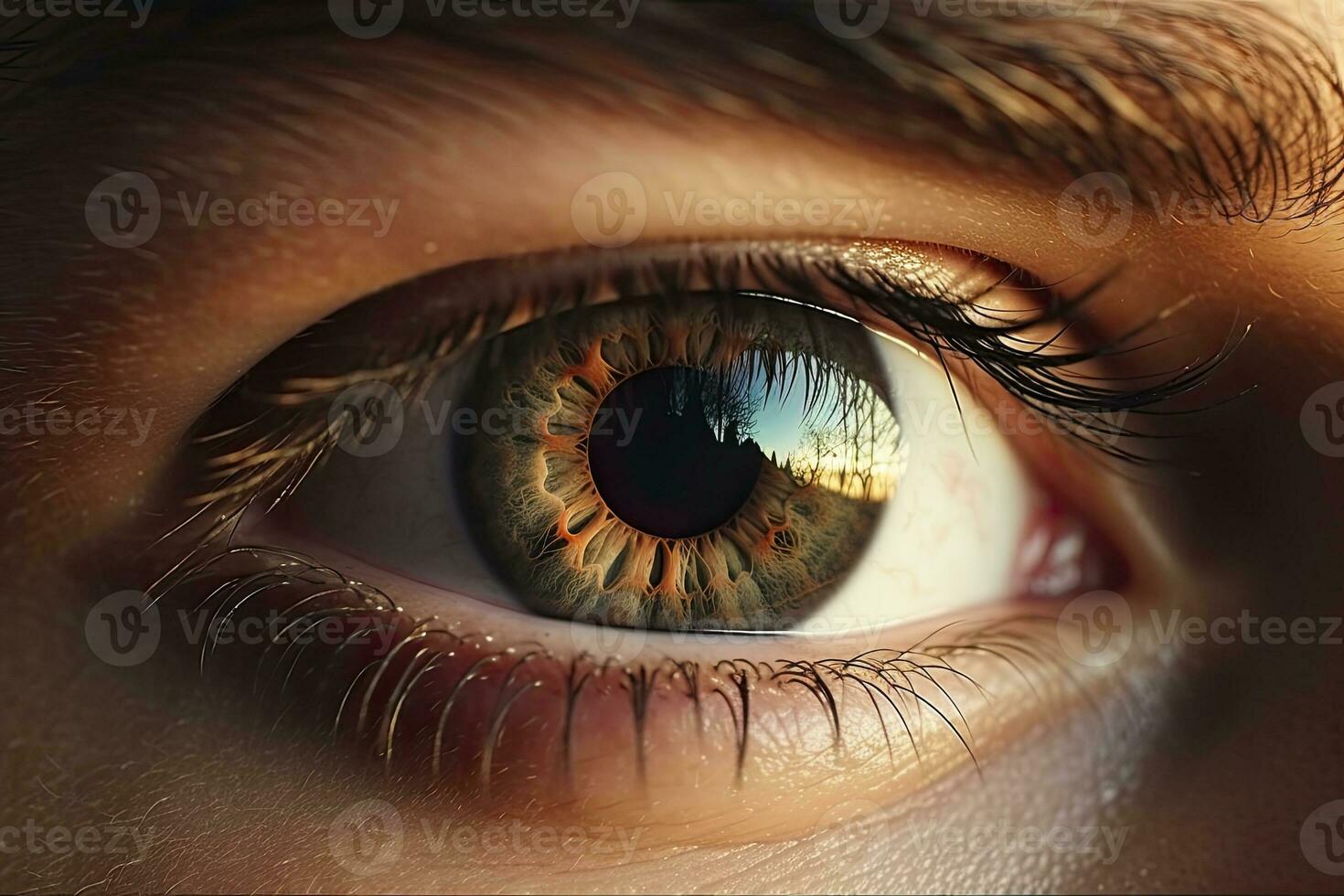 AI generated Close up of beautiful eye, looking at the camera. AI Generated photo