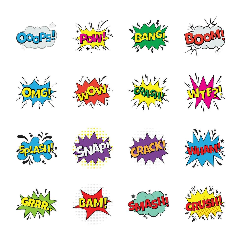 Pack of Pop Art Comic Bubbles vector