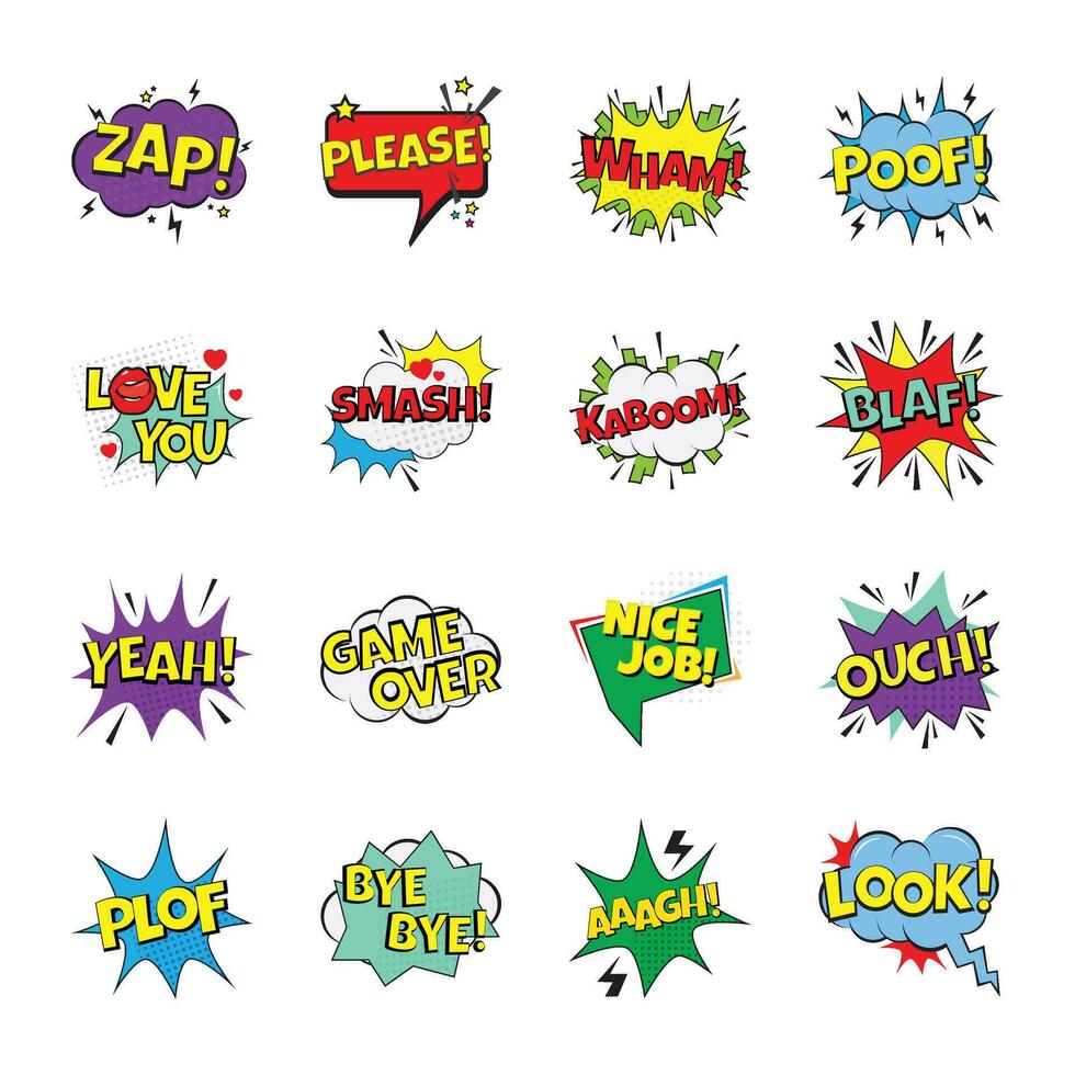 Pack of Pop Art Bubbles vector