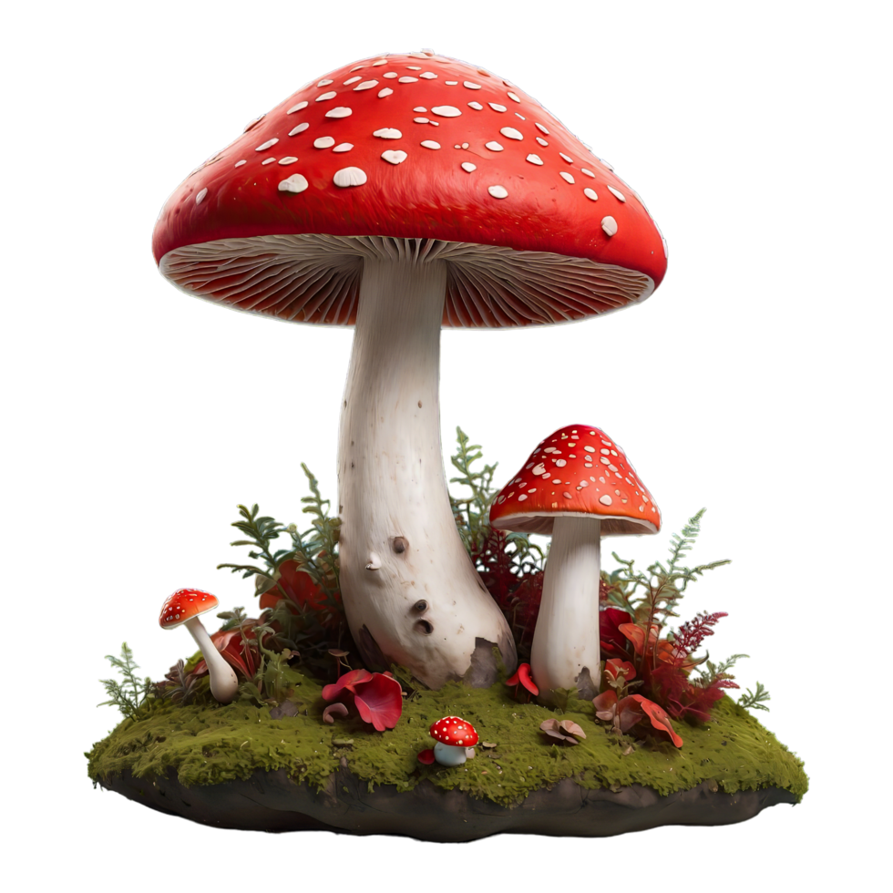 ai generato fungo quello è rosso e selvaggio isolato su trasparente sfondo png