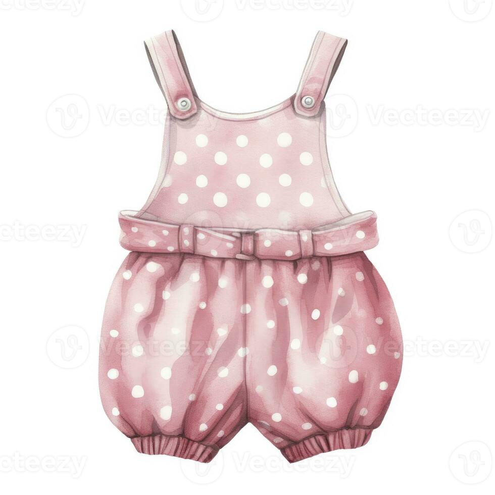 AI generated Pink baby girl romper in watercolors on a white background. AI Generated photo