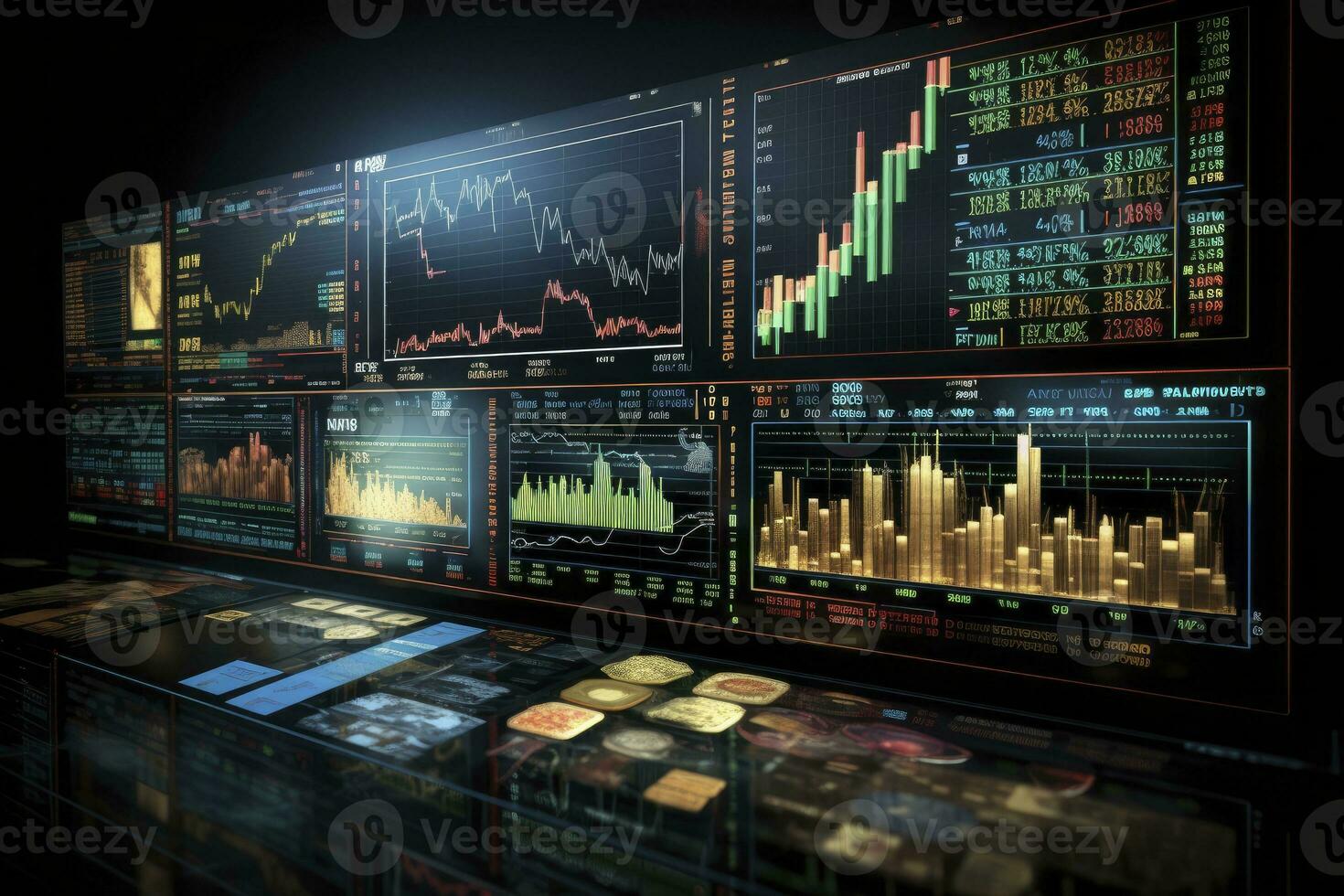 AI generated Digitally Generated Currency and Exchange Stock Chart for Finance and Economy Based Computer Software and Coding Display. AI Generated photo