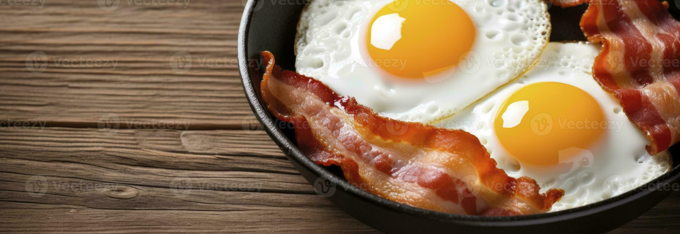 AI generated Fried eggs and bacon. AI Generated photo