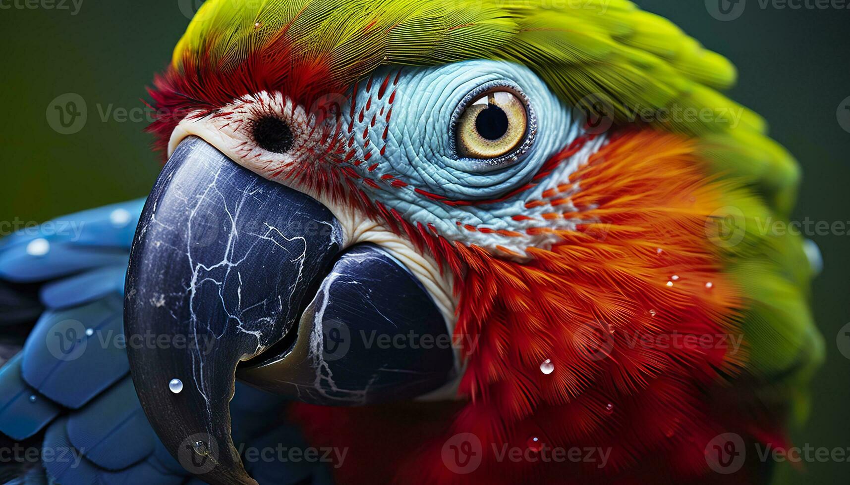 AI generated Tropical macaw perched, vibrant feathers in focus. Generative AI photo