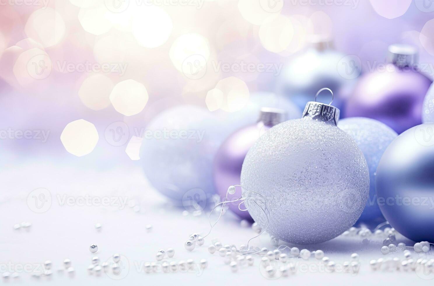 AI generated Christmas decorations ball on snow background. AI Generated photo
