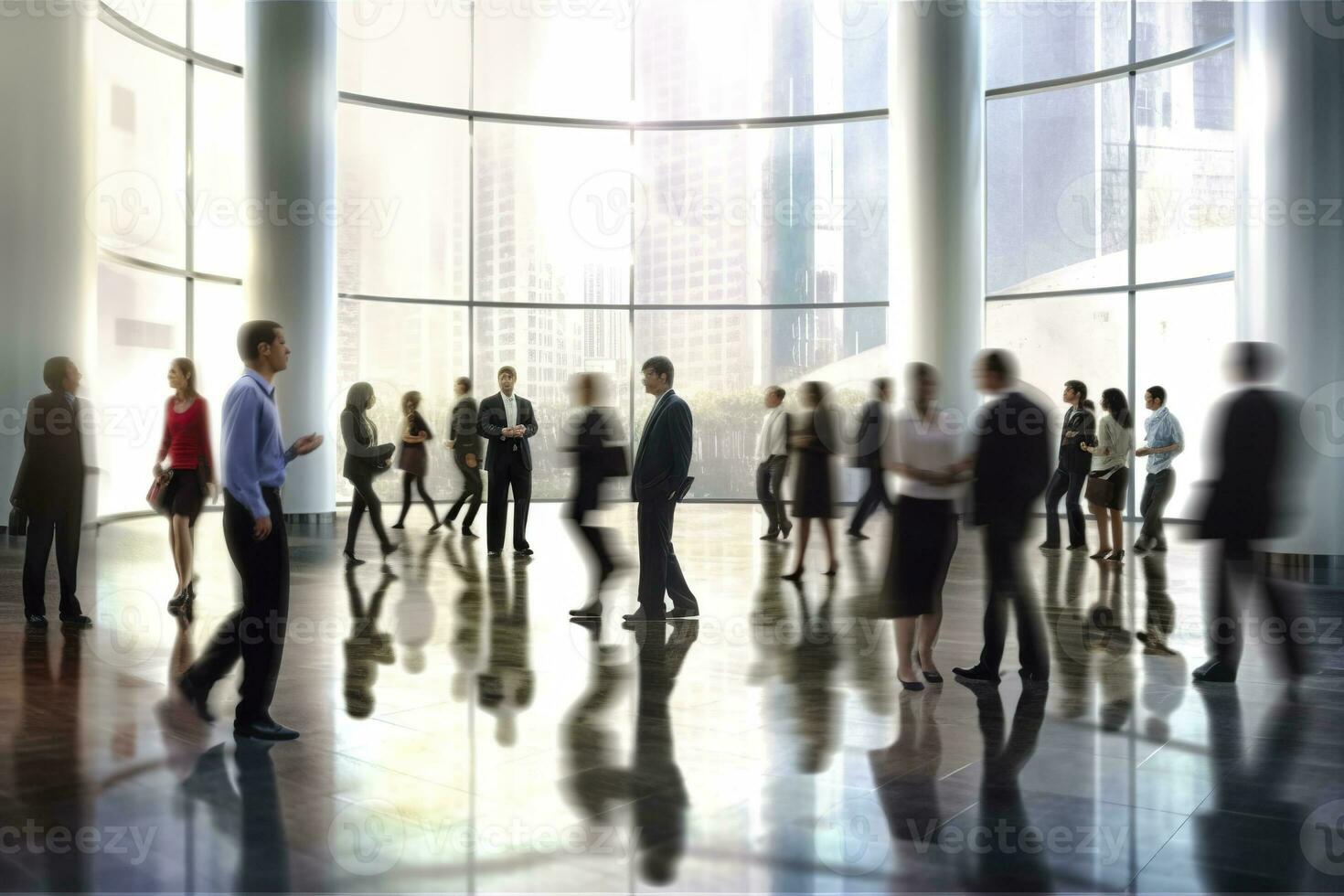 AI generated Group of people in the lobby. Business center. AI Generated photo