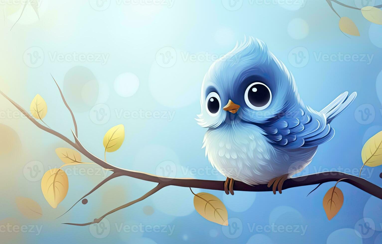 AI generated Cute little bird with a  nature background.  AI Generated. photo