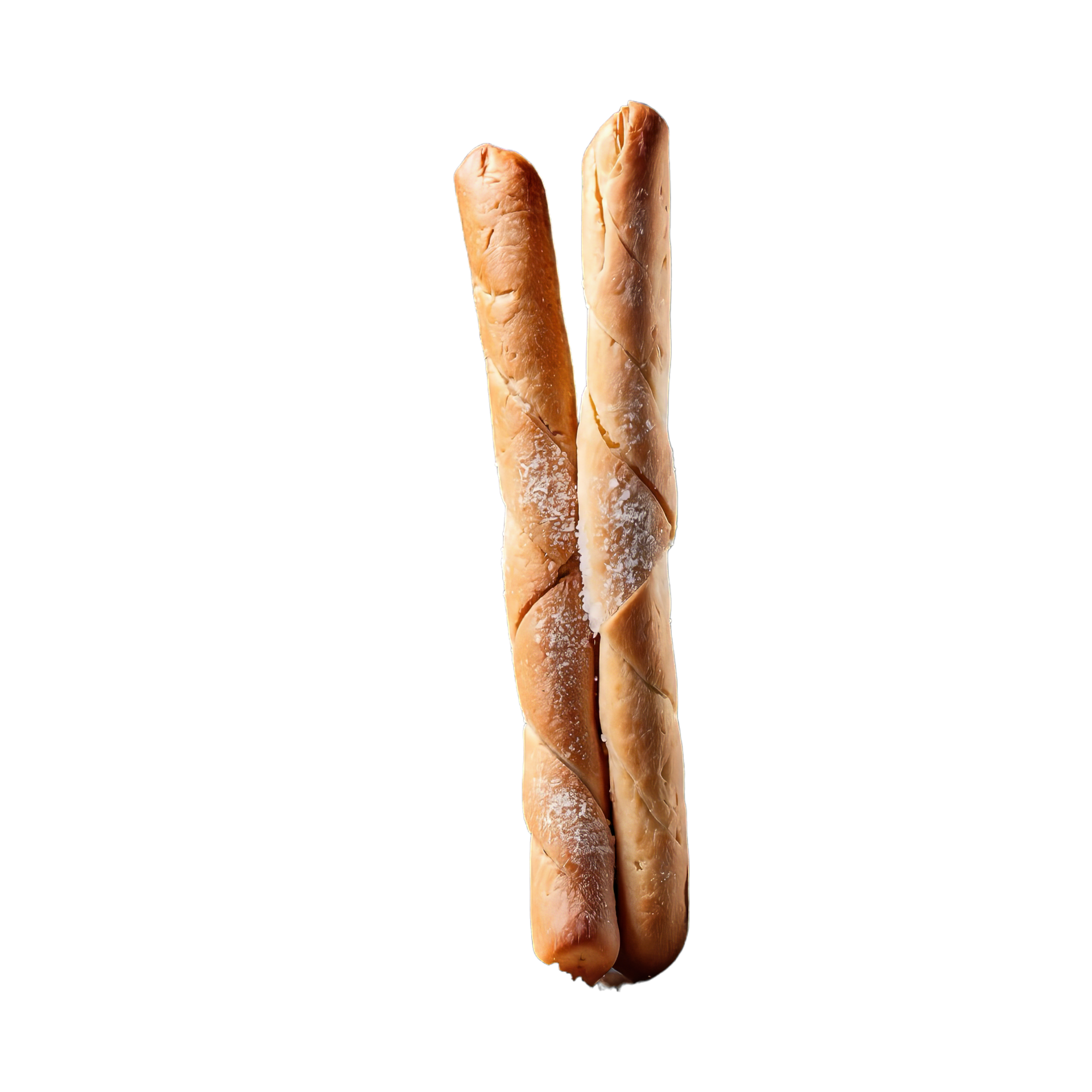 AI generated Bread sticks with salt isolated on transparent background
