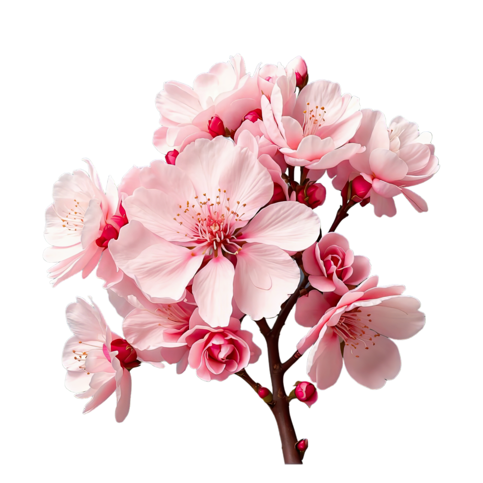 AI generated Blooming cherry blossoms isolated on transparent background png