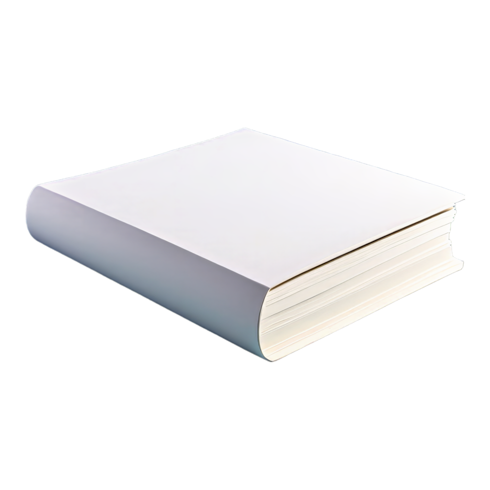 AI generated white book cover isolated on transparent background png