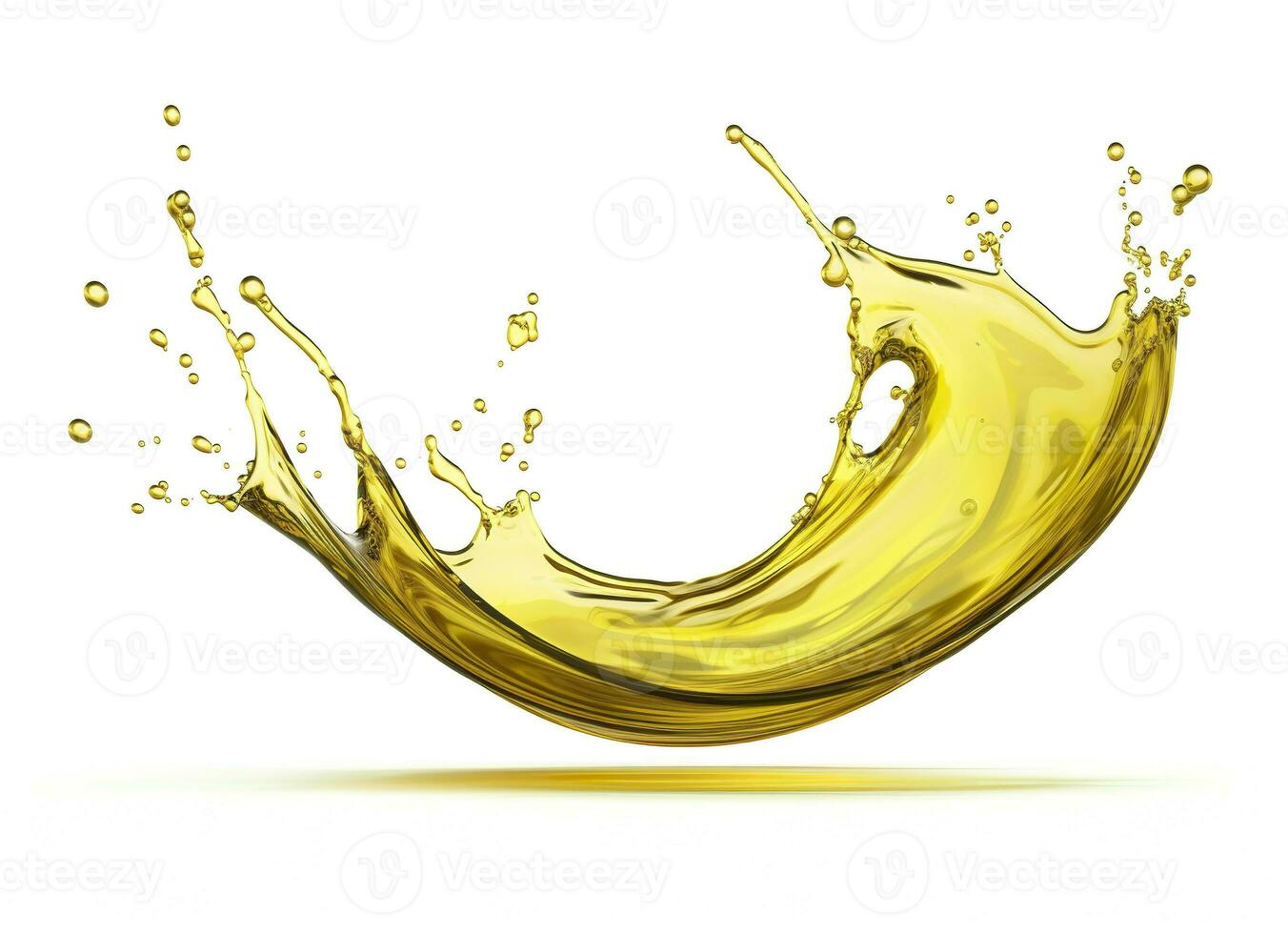 AI generated Olive or engine oil splash, cosmetic serum liquid isolated on white background. Generative AI photo