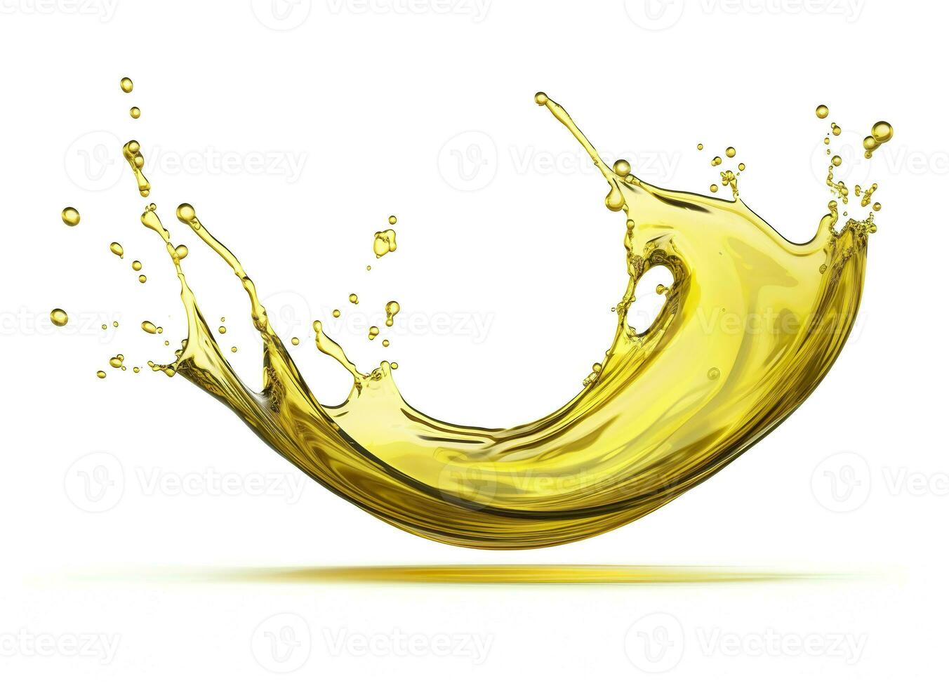 AI generated Olive or engine oil splash, cosmetic serum liquid isolated on white background. Generative AI photo