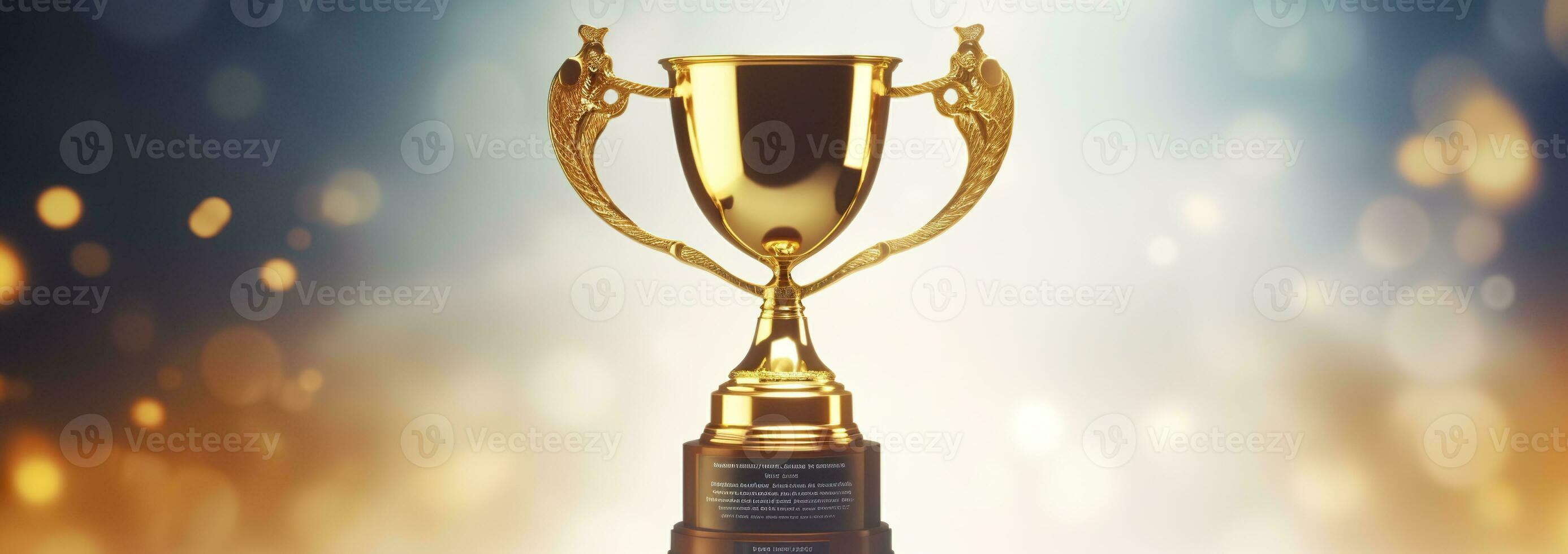 AI generated Champion golden trophy for winner background. Success and achievement concept. Generative AI photo