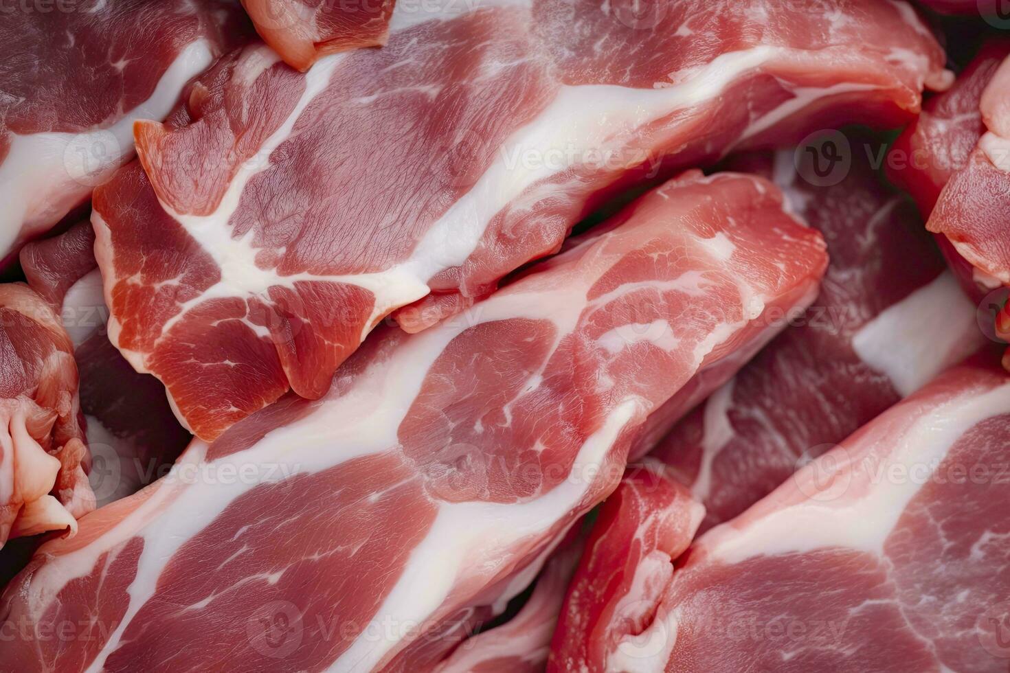AI generated Macro shot of pork meat. Meat textured background. Beef steak is raw and juicy. AI Generated photo
