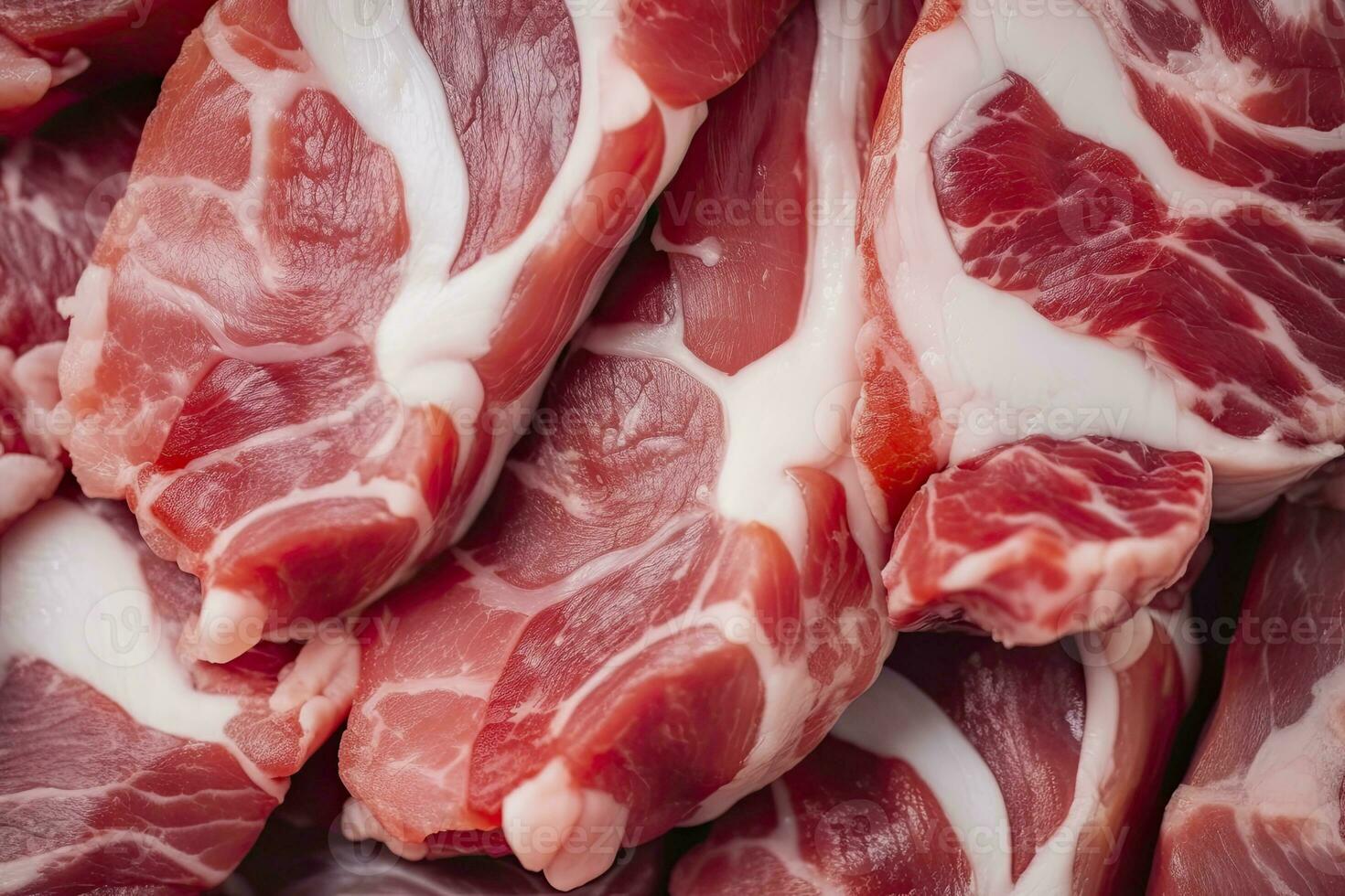 AI generated Macro shot of pork meat. Meat textured background. Beef steak is raw and juicy. AI Generated photo