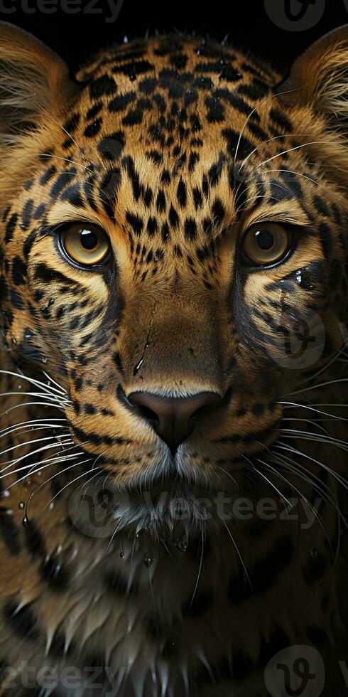 AI generated Leopard macro photography. AI Generated photo