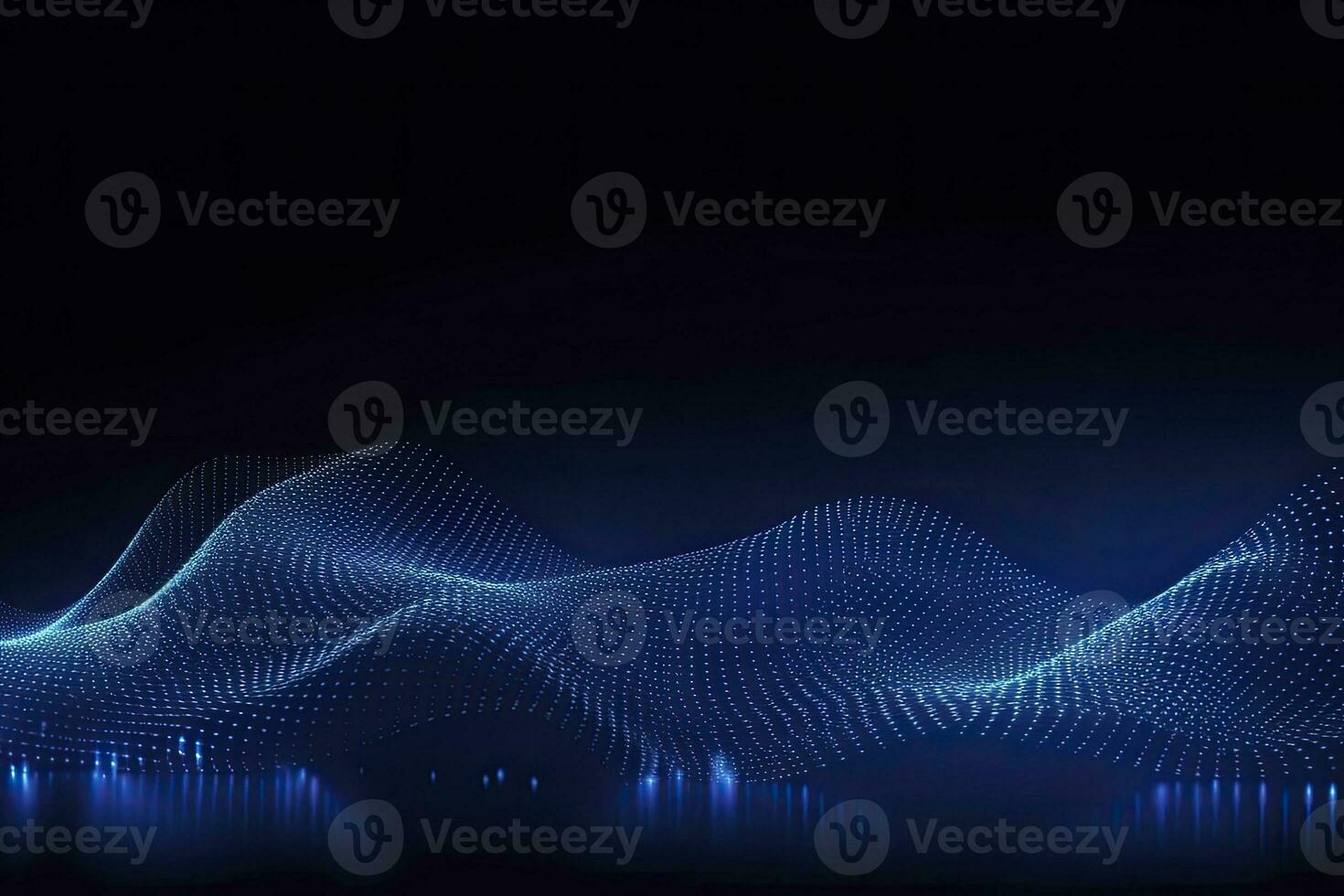AI generated Dynamic blue particle wave. Abstract sound visualization. Digital structure of the wave flow of luminous particles. AI Generated. photo