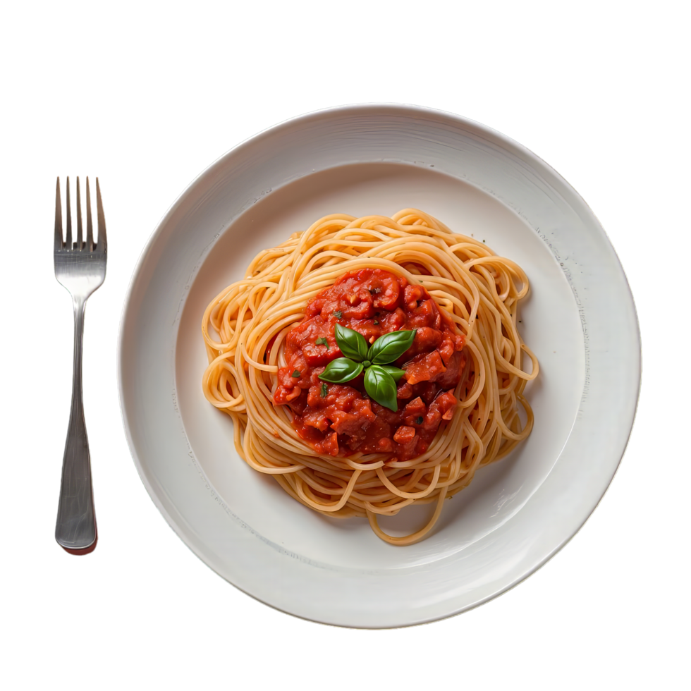 AI generated spaghetti with Spicy tomato sauce isolated on transparent background png