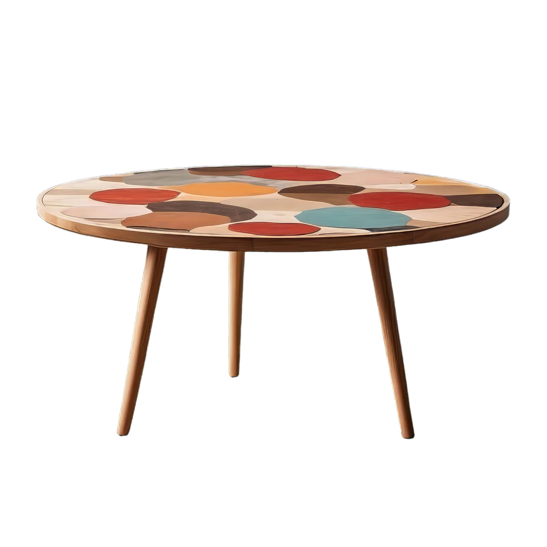 AI generated circular coffee table isolated on transparent background