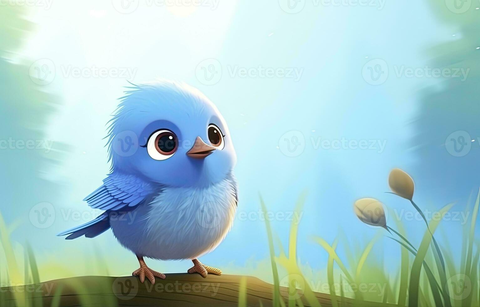 AI generated Cute little bird with a  nature background.  AI Generated. photo