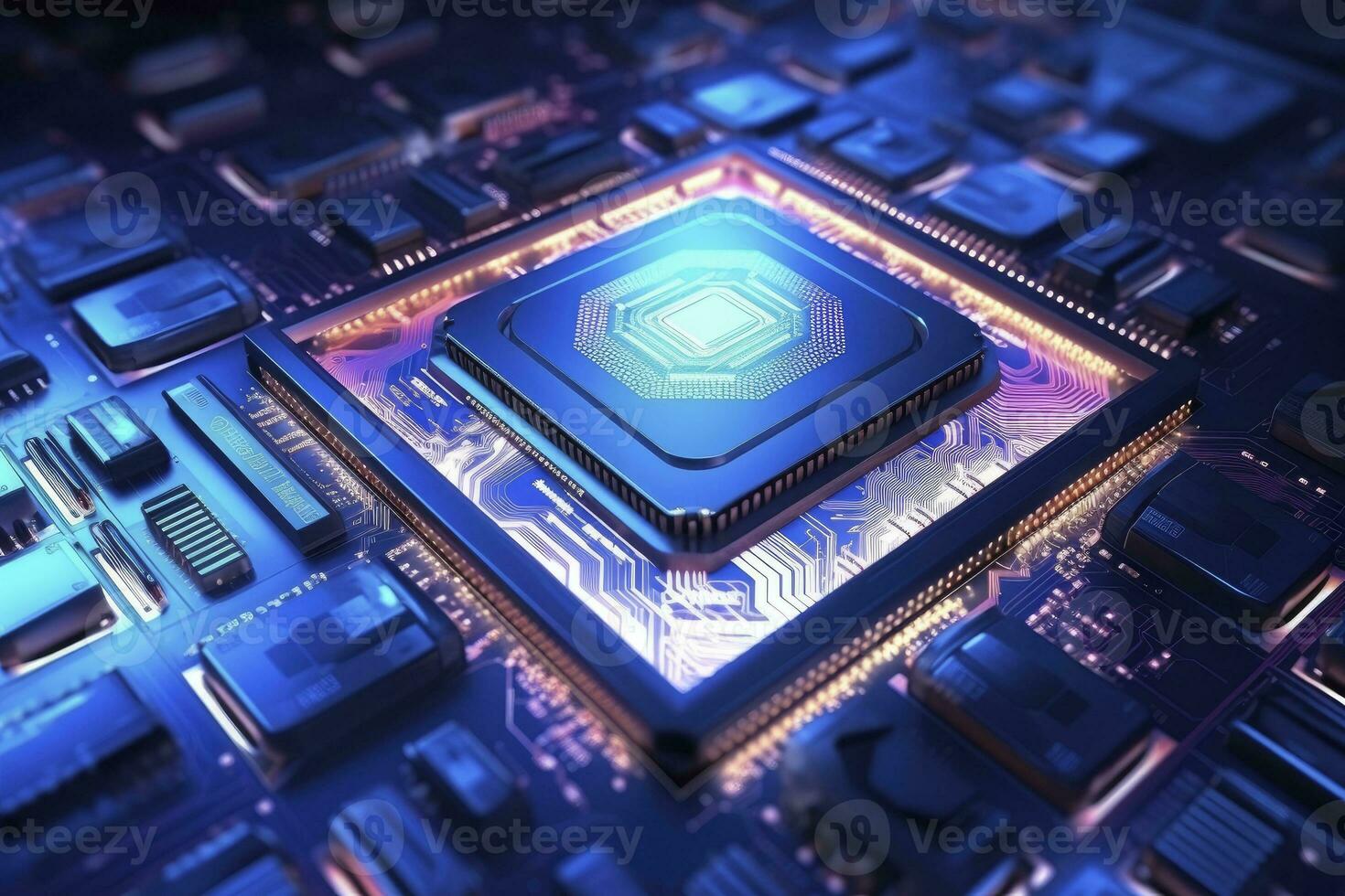 AI generated Futuristic central processor unit. Powerful Quantum CPU motherboard. AI Generated photo