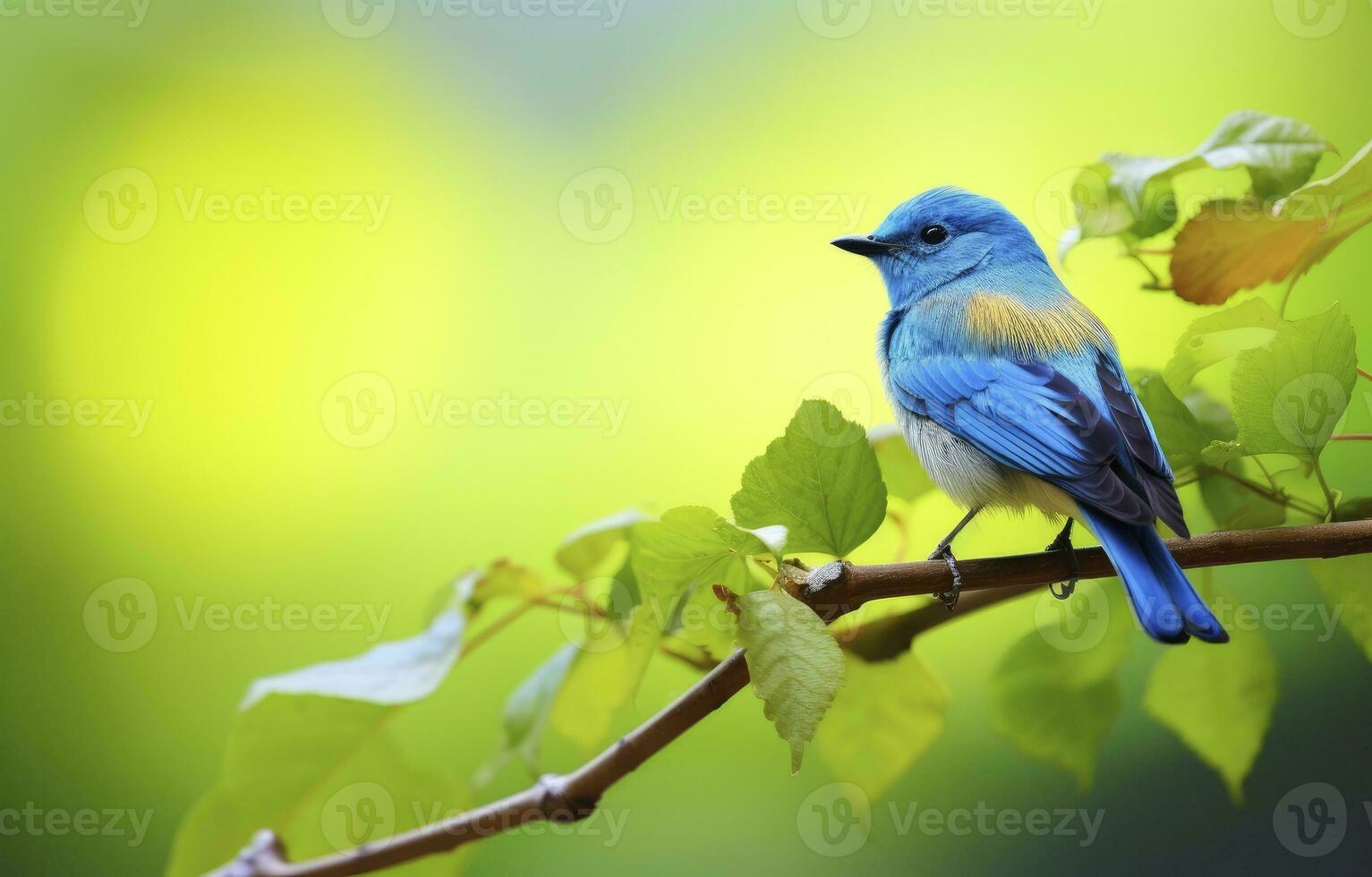 AI generated Cute little bird with a  nature background.  AI Generated. photo