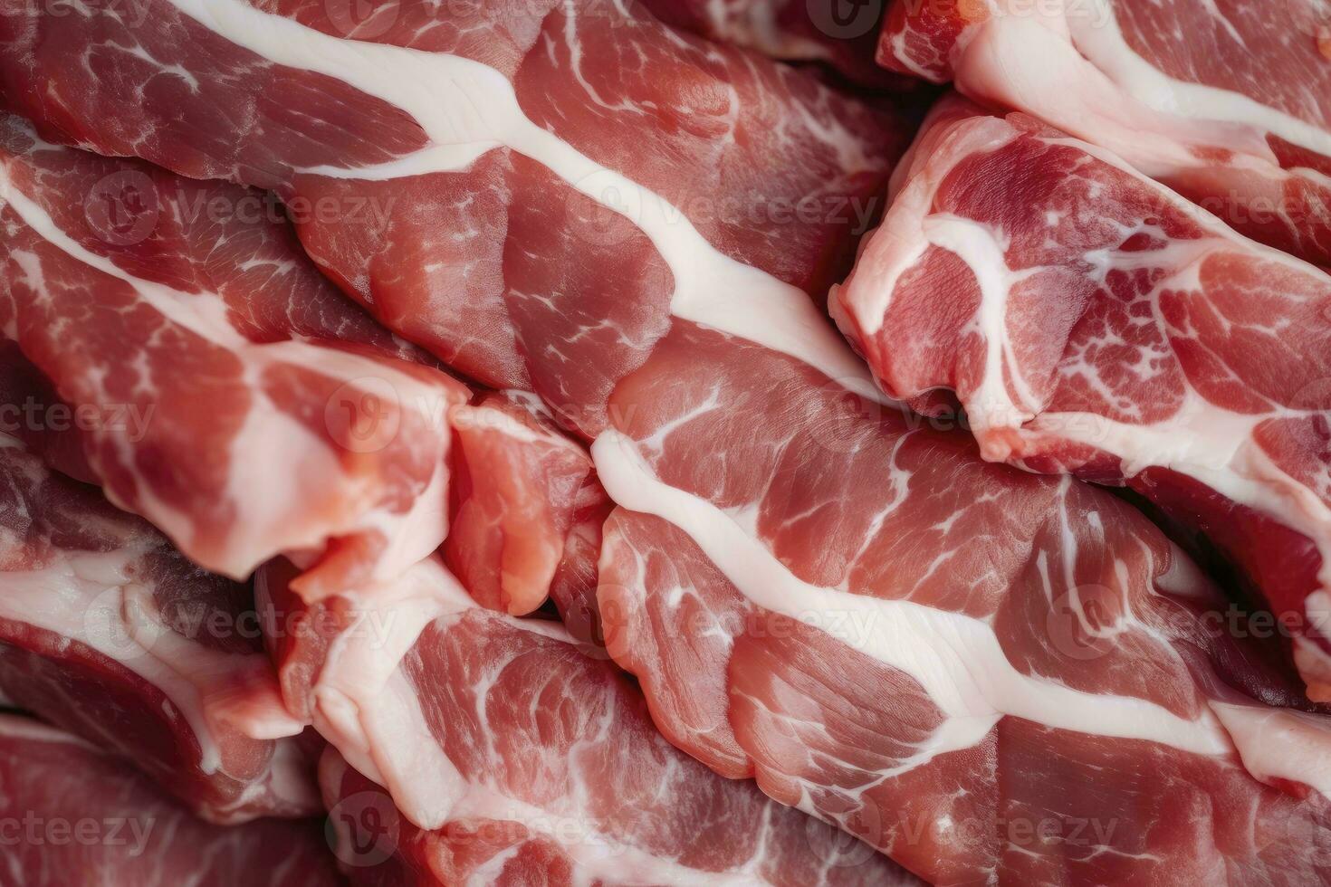 AI generated Macro shot of pork meat. Meat textured background. Beef steak is raw and juicy. AI Generated photo