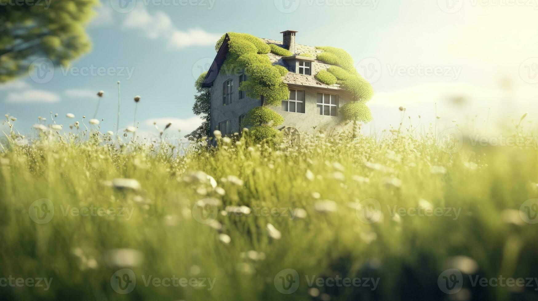 AI generated Green and environmentally friendly housing concept. AI Generated photo
