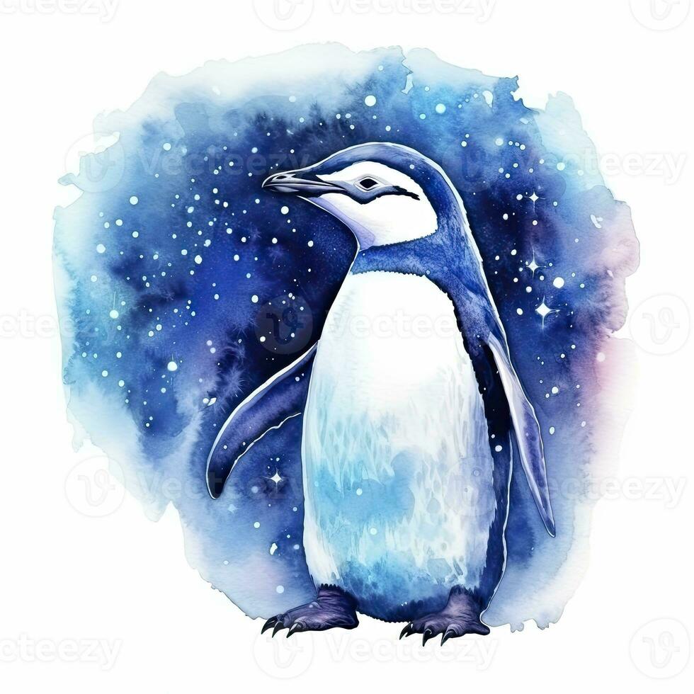 AI generated Watercolor Penguin for T-shirt design.  AI Generated photo