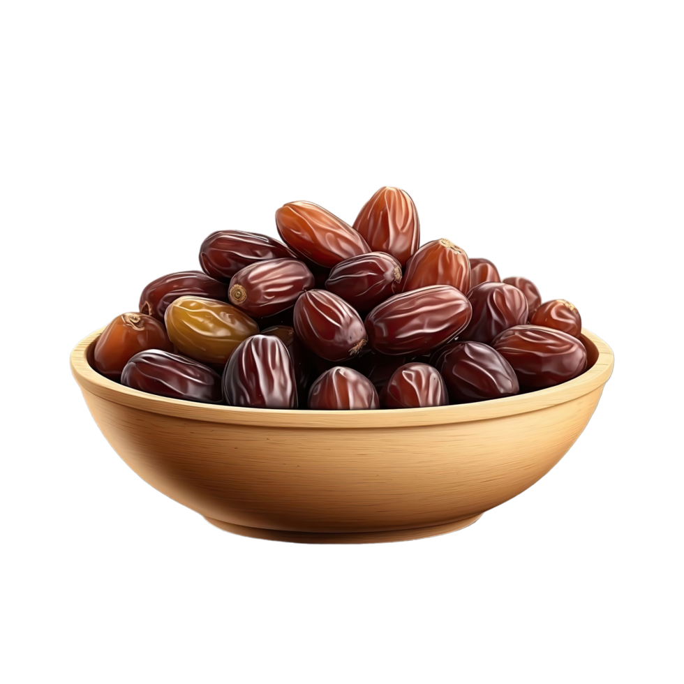 AI generated dates fruits bowl isolated on transparent background png