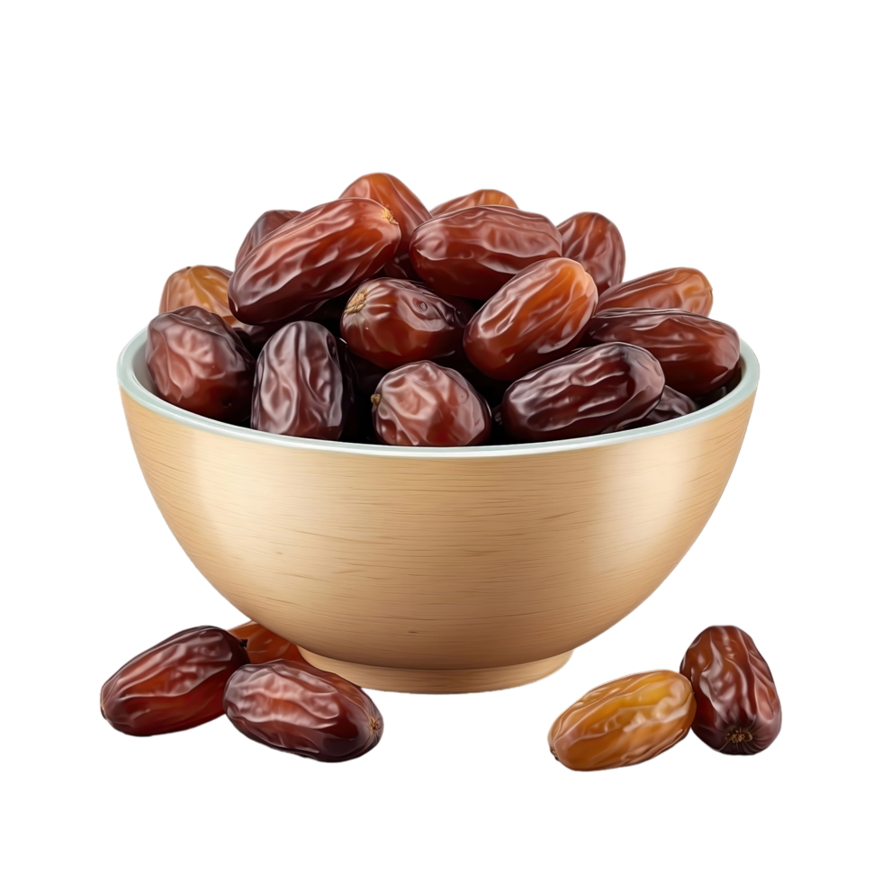 AI generated dates fruits bowl isolated on transparent background png