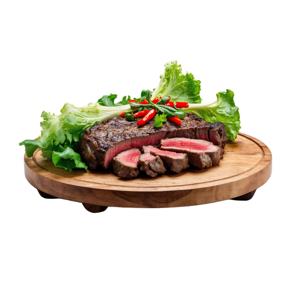 AI generated Grilled beef lamb with lettuce isolated on transparent background png