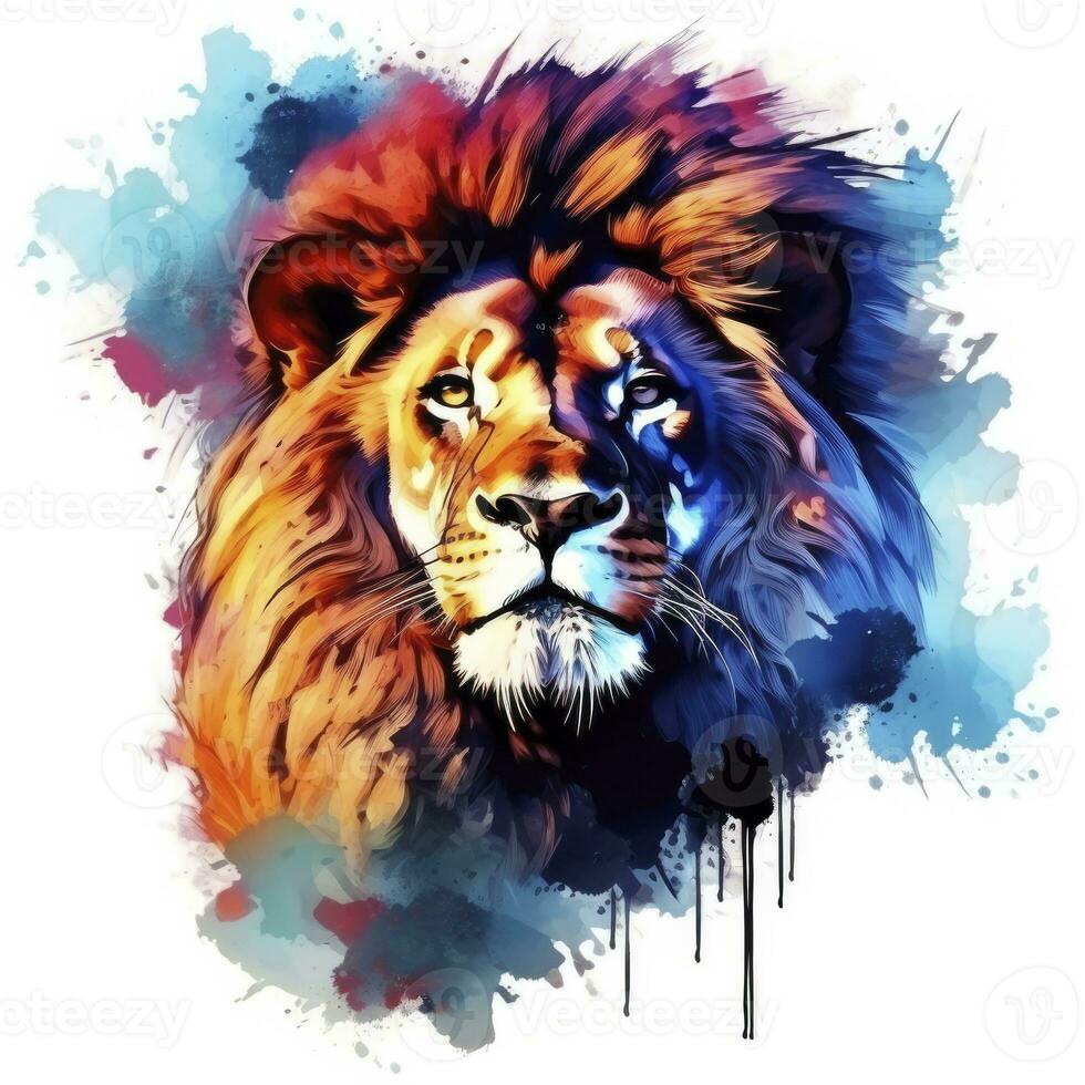 AI generated Watercolor Lion on a white background. For T-shirt Design. AI Generated photo