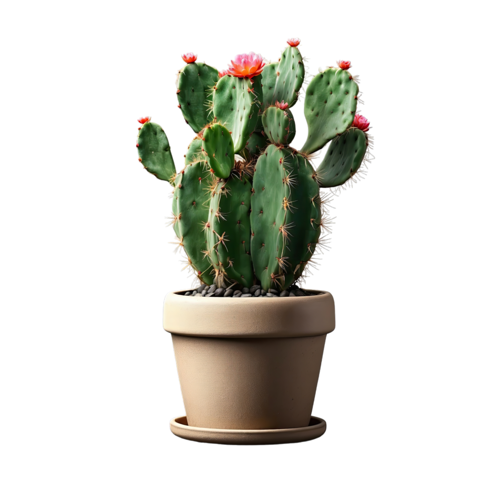 AI generated Potted cactus plant isolated on transparent background png
