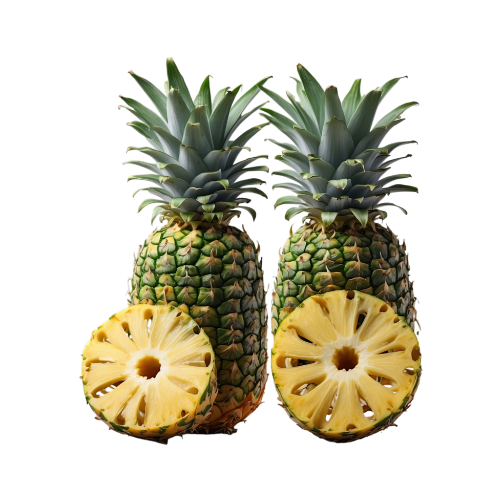 AI generated Pineapple slices isolated on transparent background png