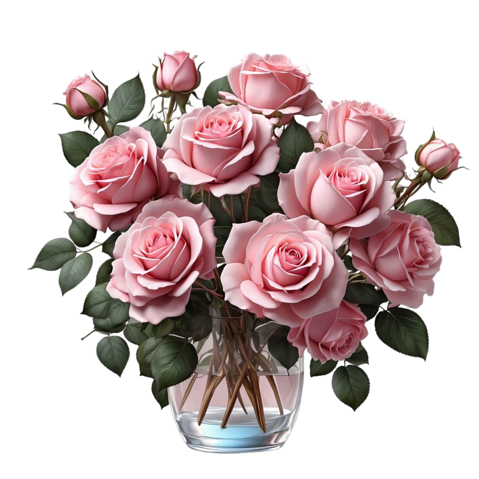 AI generated bouquet of pink roses isolated on transparent background png