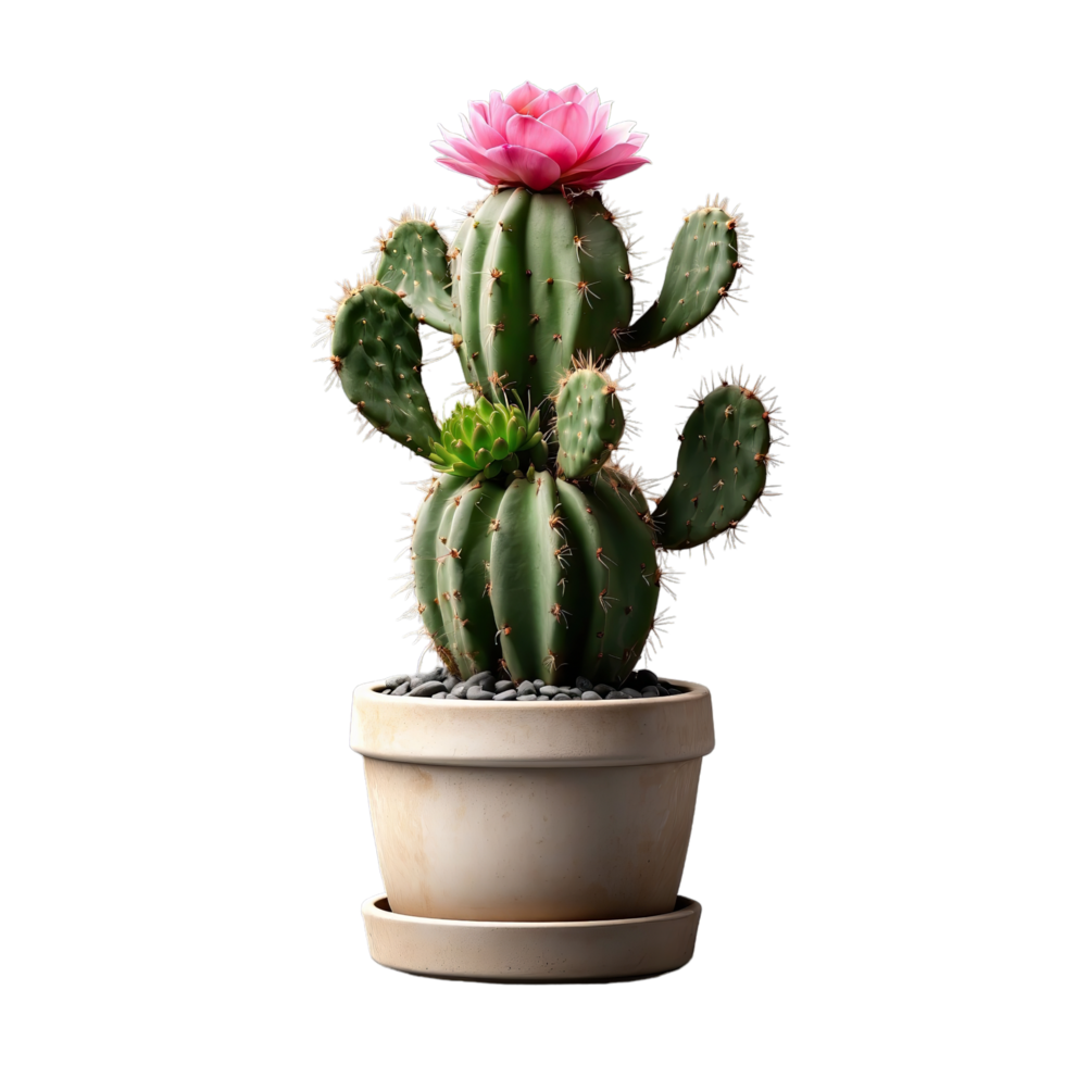 AI generated Potted cactus plant isolated on transparent background png
