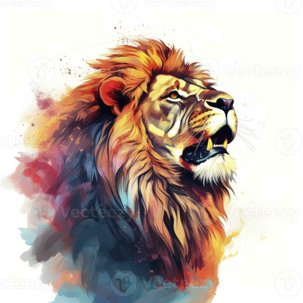 AI generated Watercolor Lion on a white background. For T-shirt Design. AI Generated photo