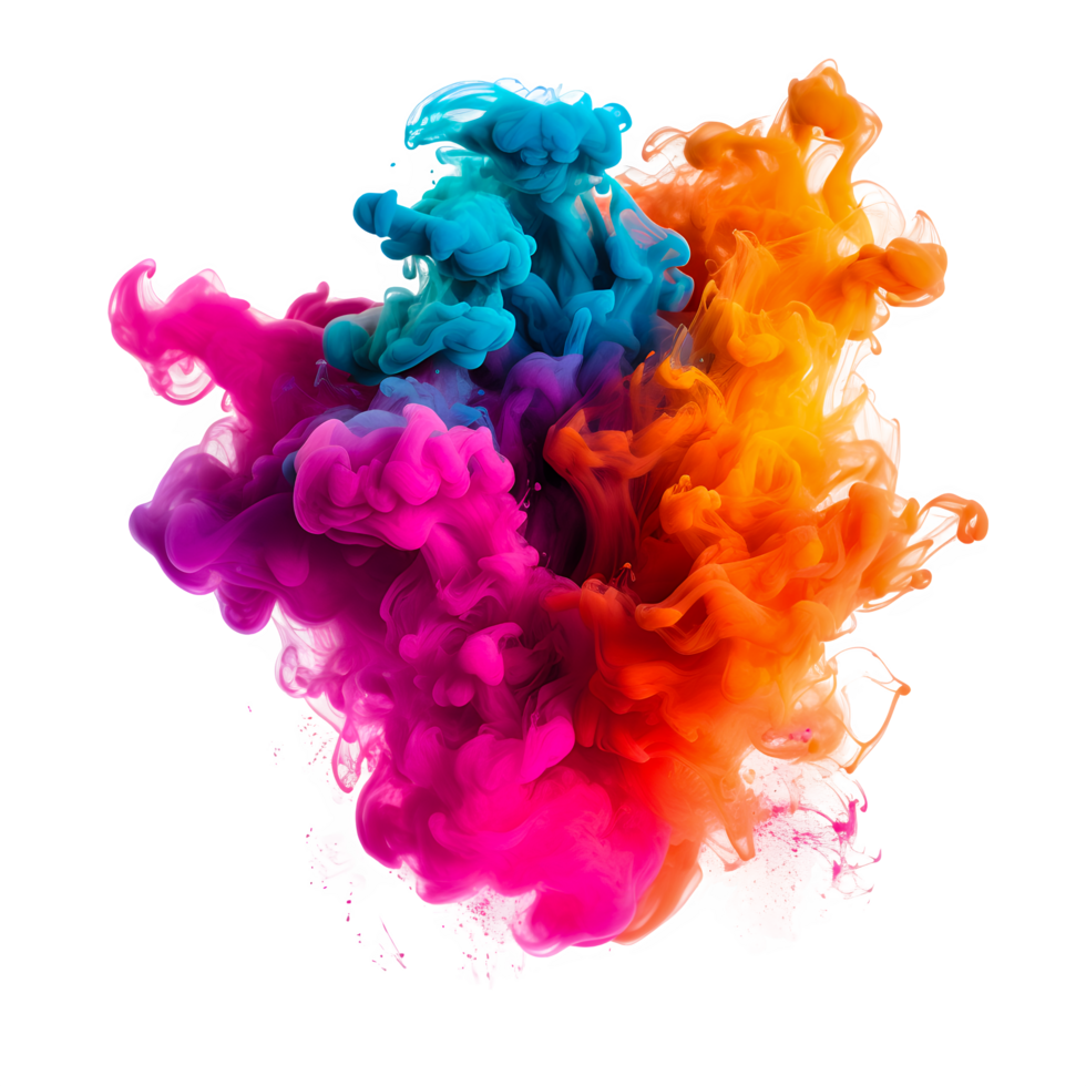 AI generated Colorful Smoke Explosion on Transparent Background. AI Generated png