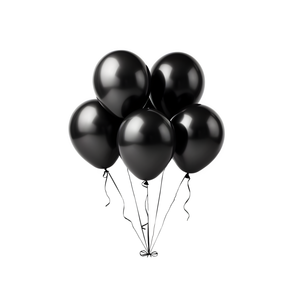AI generated Black Balloons on Transparent Background. AI Generated png