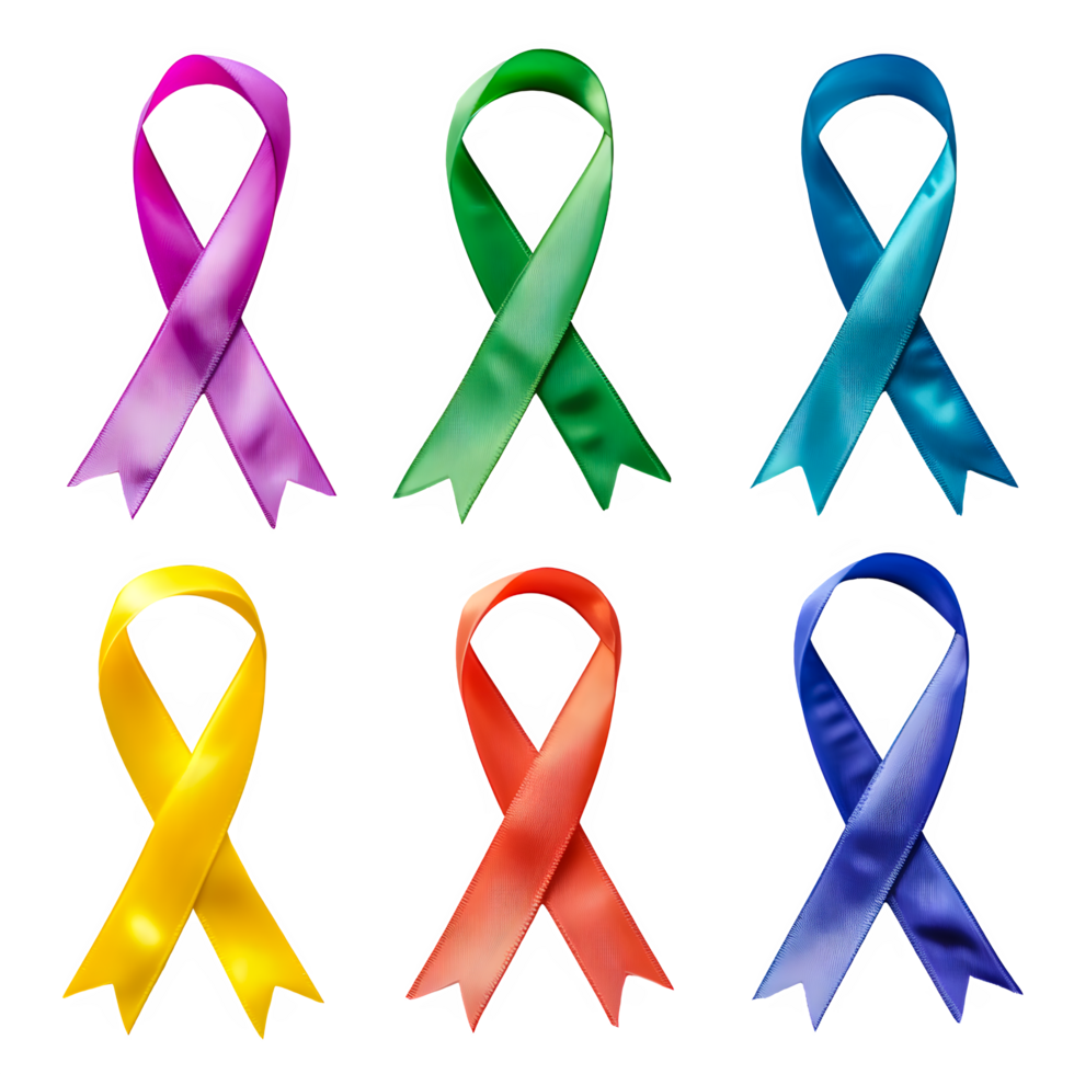 AI generated Hopeful Color Palettes for World Cancer Day Ribbons Evoking Positivity and Awareness isolated on transparent background. AI Generated png